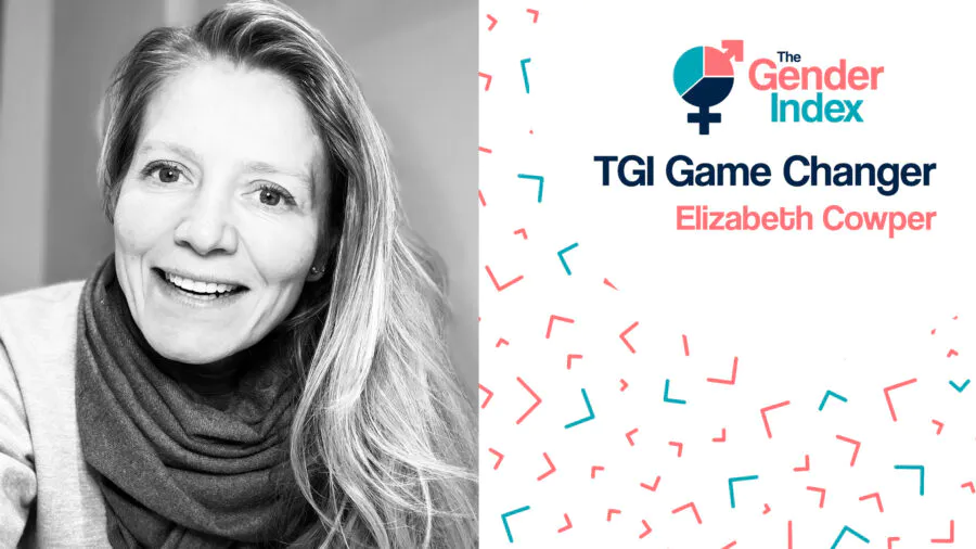 Portrait of Elizabeth Cowper beside the Gender Index logo and title 'TGI Game Changer'